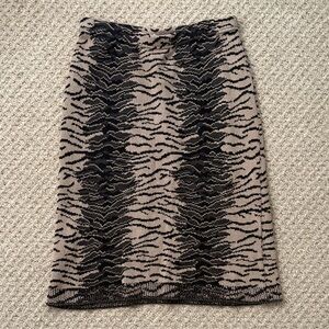 Joan Vass 100% Cotton Animal Print Knit Midi Skirt